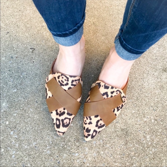 Matisse Jackyln Madewell Dolce Vita Tan Leopard Mule Slip on Flats Sz 8.5 - Picture 2 of 7